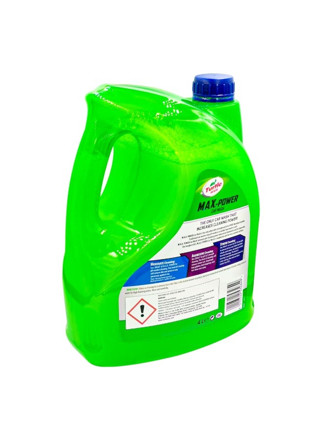 TurtleWax Turtle Wax M.A.X-Power Car Wash Shampoo 4L Mega Fill – Adjustable pH Cleaning Formula, 3 Levels Moderate Aggressive Xtreme Strength, High Foam Concentrate, Removes Dirt Mud Bugs Brake Dust Sap, Safe on Paint Wax Exterior Surfaces - Image 3